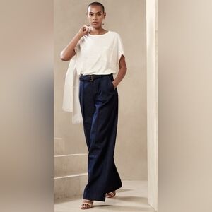 Banana Republic-Organic Cotton Ĉote High Rise Wide Leg Pleated Jeans Sz 29